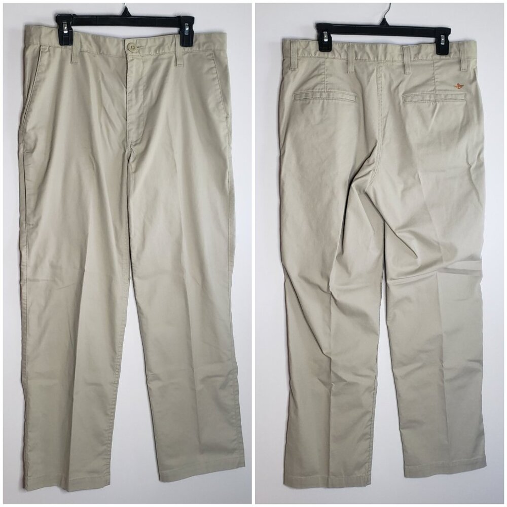 Dockers Pacific ON-THE-GO Straight-Fit Flat-Front Pants Men 34x30 Hidden Pocket
